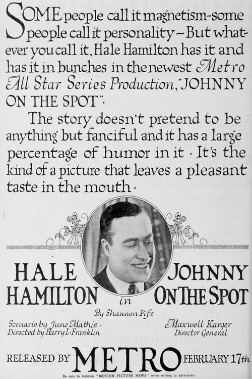 Movie poster for Johnny-on-the-Spot (1919)
