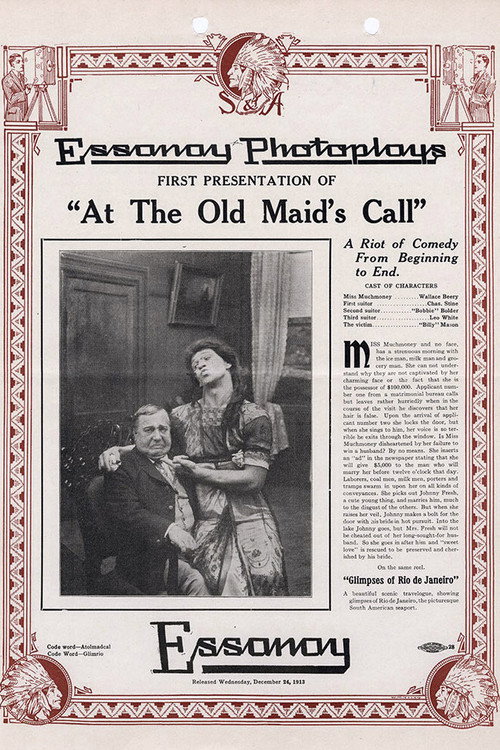 Movie poster for At the Old Maid's Call (1913)