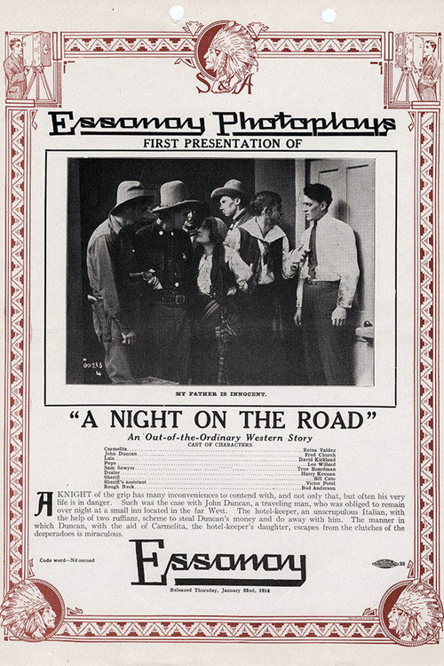 Movie poster for A Night on the Road (1914)