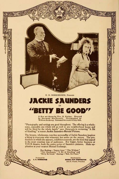Movie poster for Betty Be Good (1917)
