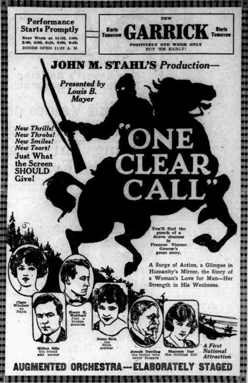 Movie poster for One Clear Call (1922)