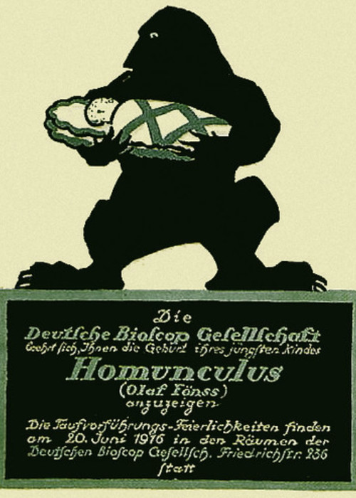 Movie poster for The Love Tragedy of the Homunculus (1916)