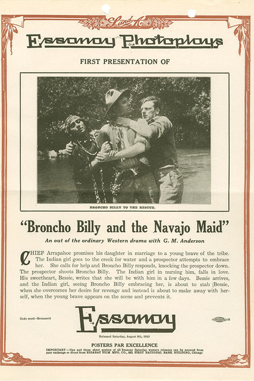 Movie poster for Broncho Billy and the Navajo Maid (1913)