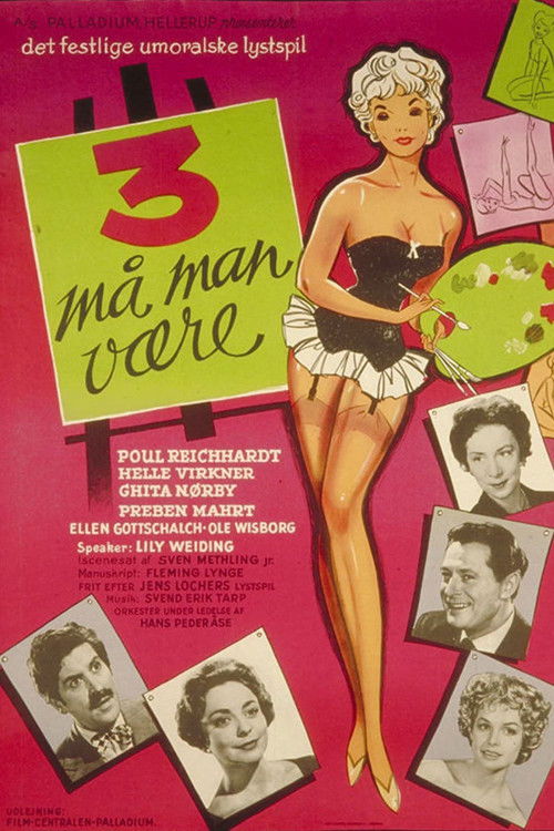 Movie poster for 3 må man være (1959)