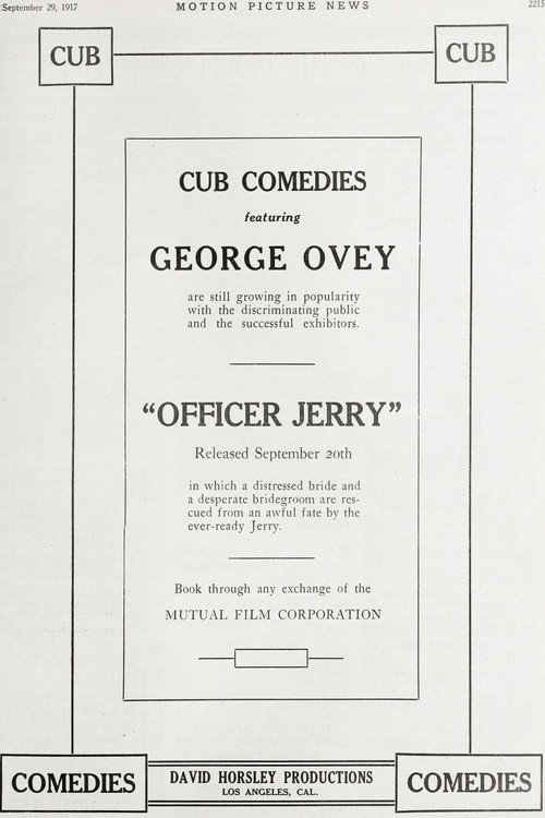 Movie poster for Officer Jerry (1917)