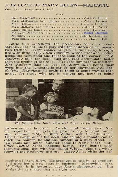 Movie poster for For Love of Mary Ellen (1915)