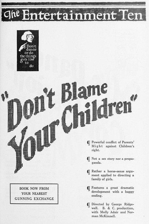 Movie poster for Don't Blame Your Children (1922)