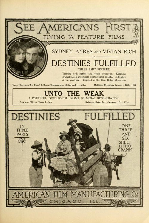Movie poster for Destinies Fulfilled (1914)