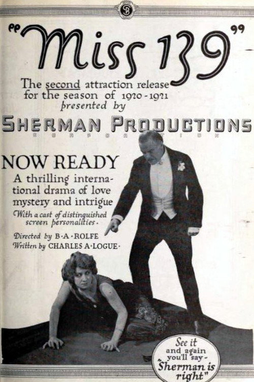 Movie poster for Miss 139 (1921)