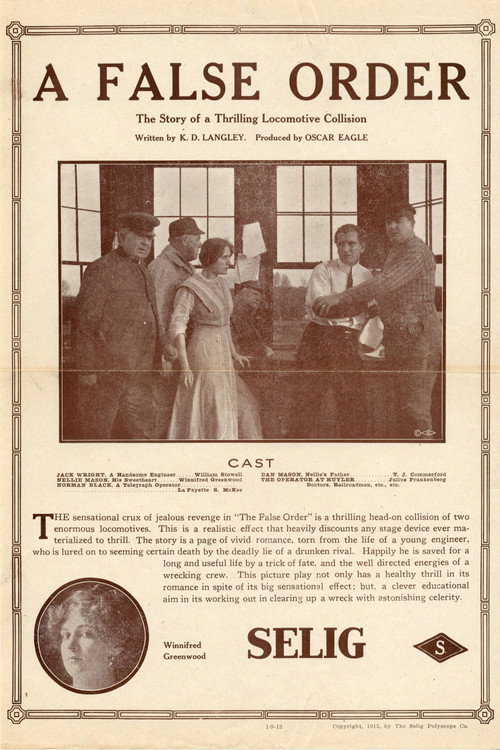 Movie poster for The False Order (1913)