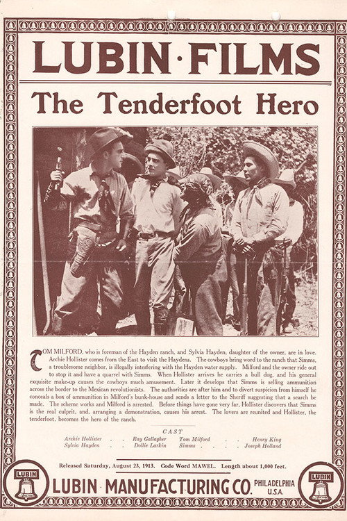 Movie poster for The Tenderfoot Hero (1913)