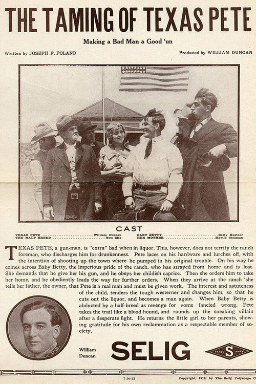Movie poster for The Taming of Texas Pete (1913)