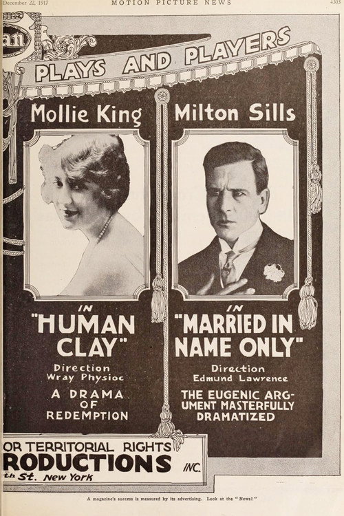 Movie poster for Human Clay (1918)