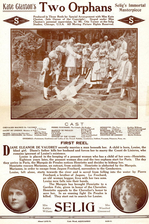 Movie poster for The Two Orphans (1911)