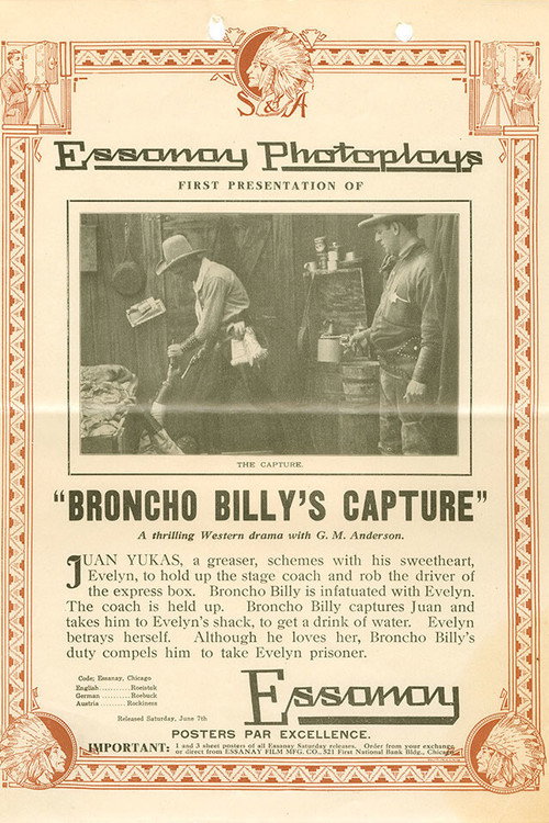 Movie poster for Broncho Billy's Capture (1913)