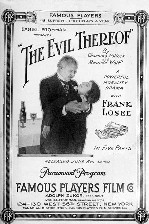 Movie poster for The Evil Thereof (1916)