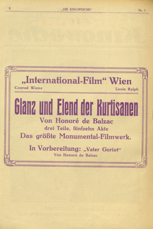 Movie poster for Glanz und Elend der Kurtisanen (1920)