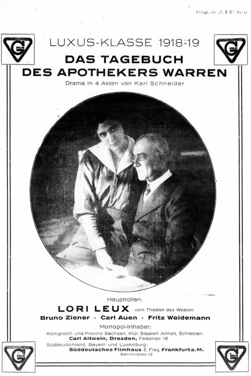 Movie poster for Das Tagebuch des Apothekers Warren (1918)