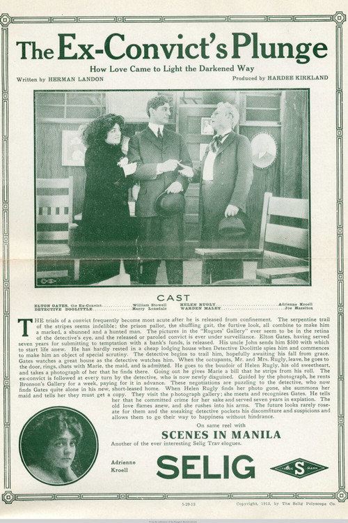 Movie poster for The Ex-Convict's Plunge (1913)