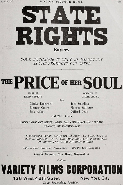 Movie poster for The Price of Her Soul (1917)