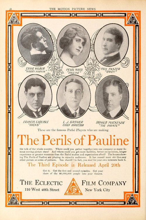 Movie poster for The Perils of Pauline (1914)