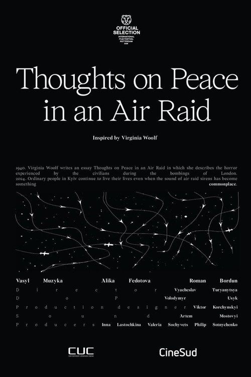 Movie poster for Thoughts on Peace in an Air Raid (2025)