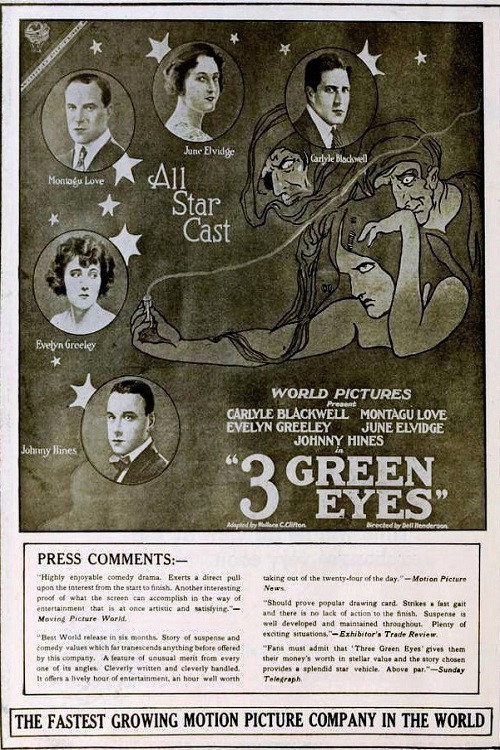 Movie poster for Three Green Eyes (1919)