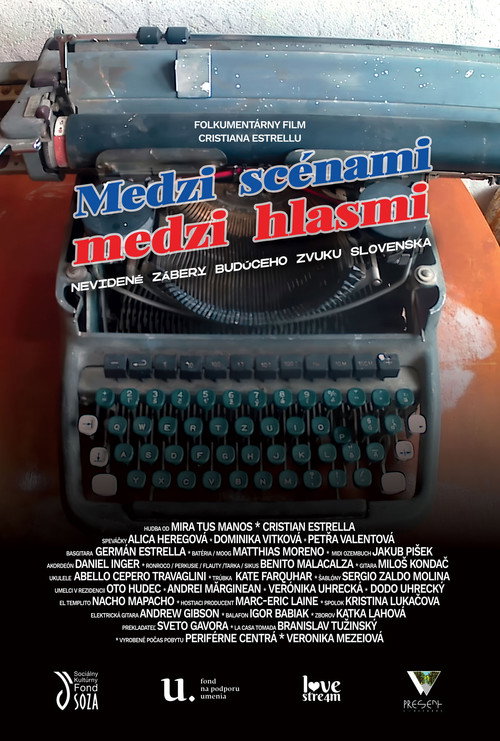 Movie poster for Between the scenes, between the voices. Unseen footage of the future sound of Slovakia. (2026)
