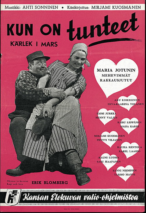 Movie poster for Kun on tunteet (1954)