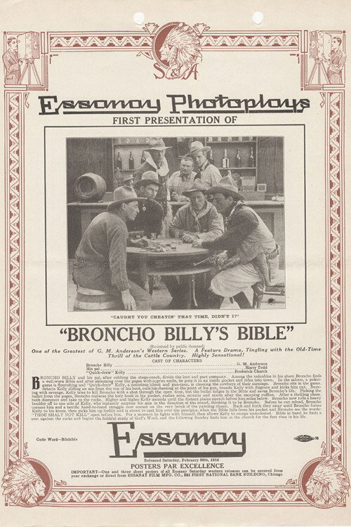 Movie poster for Broncho Billy's Bible (1912)