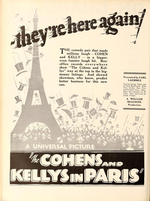 Movie poster for The Cohens and the Kellys in Paris (1928)