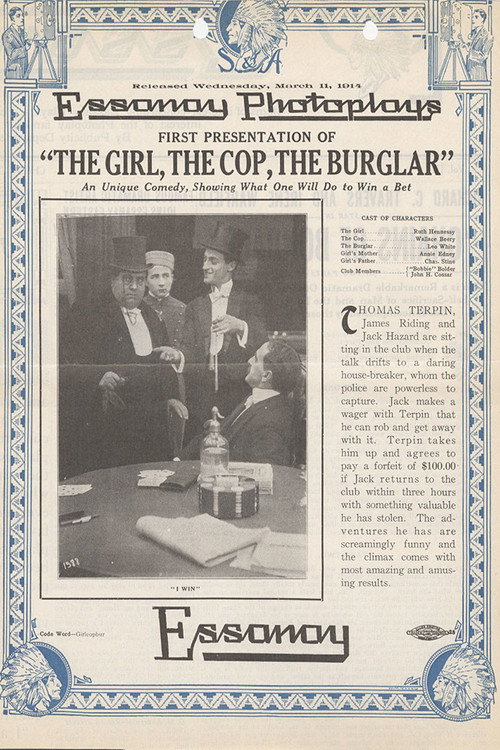 Movie poster for The Girl, the Cop, the Burglar (1914)