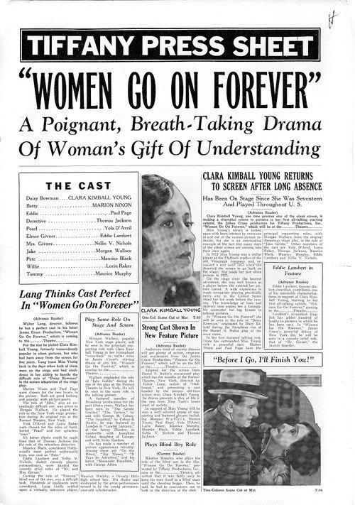 Movie poster for Women Go on Forever (1931)