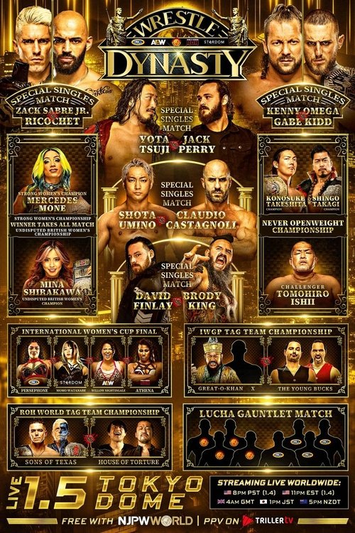 Movie poster for NJPW x AEW x CMLL x ROH x STARDOM: Wrestle Dynasty (2025)