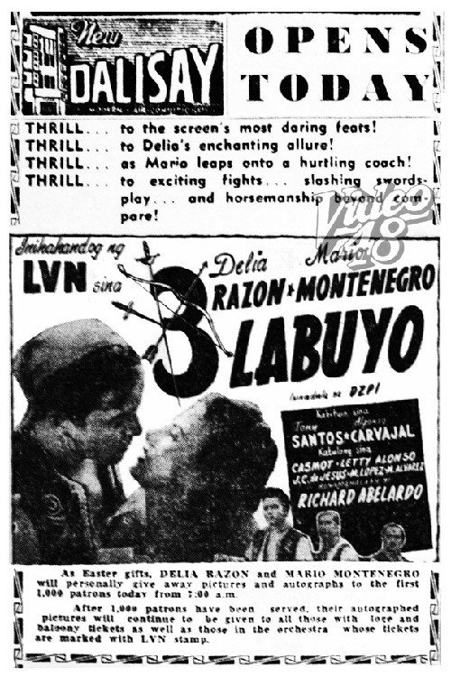 Movie poster for Tatlong Labuyo (1953)
