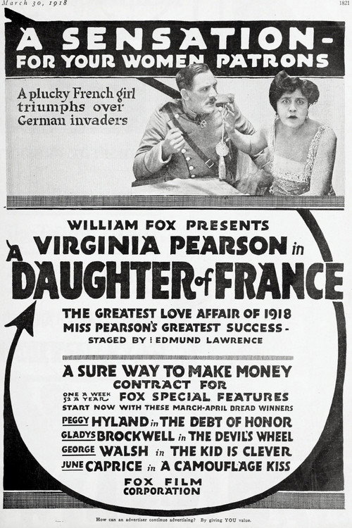 Movie poster for A Daughter of France (1918)