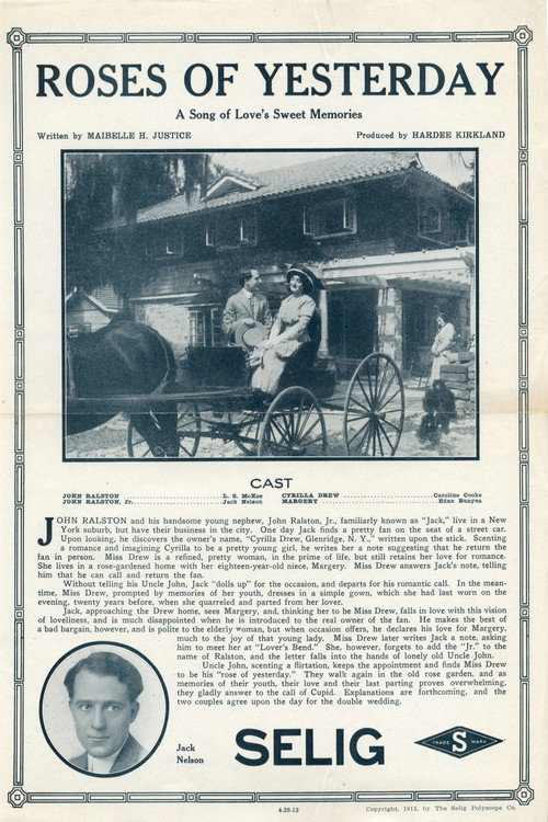 Movie poster for Roses of Yesterday (1913)