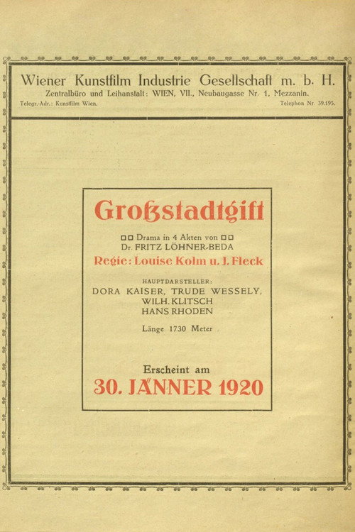 Movie poster for Großstadtgift (1920)