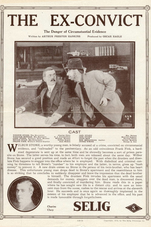 Movie poster for The Ex-Convict (1913)