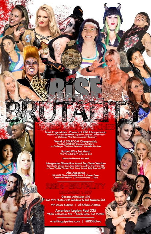 Movie poster for RISE Wrestling. RISE 6 Brutality (2017)