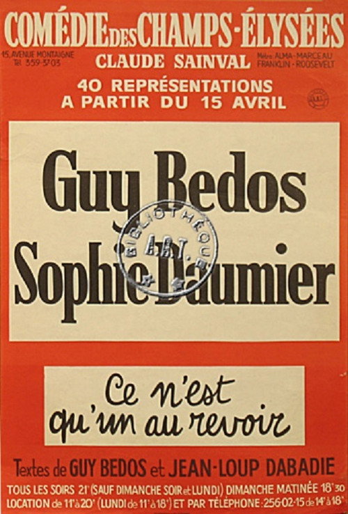 Movie poster for Guy Bedos & Sophie Daumier - Ce n'est qu'un au revoir (1975)