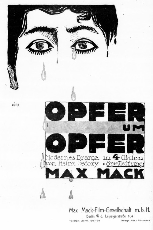 Movie poster for Opfer um Opfer (1918)