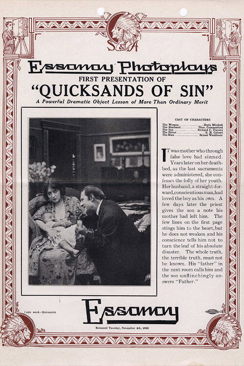 Movie poster for Quicksands of Sin (1913)