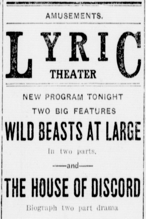 Movie poster for Wild Beasts at Large (1913)