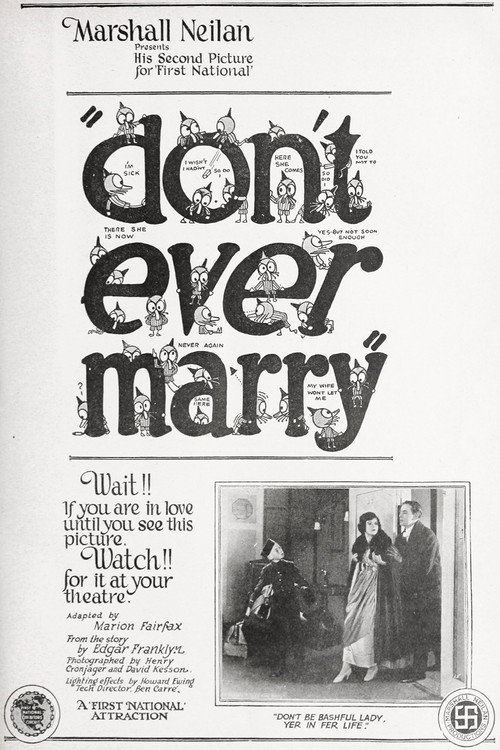 Movie poster for Don't Ever Marry (1920)