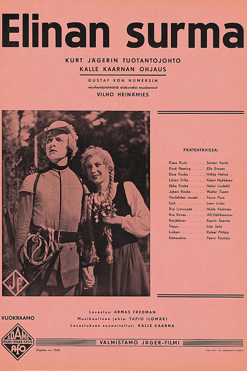 Movie poster for Elinan surma (1938)