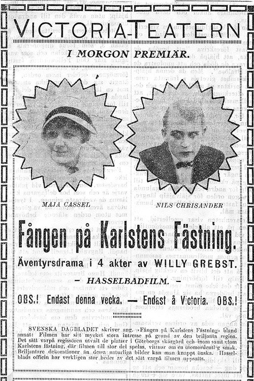 Movie poster for The Prisoner of Karlsten's Fortress (1916)