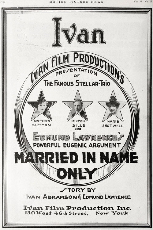 Movie poster for Married in Name Only (1917)
