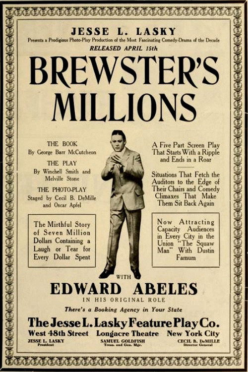 Movie poster for Brewster's Millions (1914)