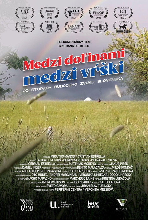 Movie poster for Between the valleys, between the hills. In the footsteps of the future sound of Slovakia. (2025)